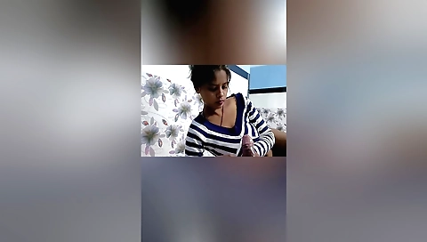 Hairy brunette girlfriend makes a collage with friends