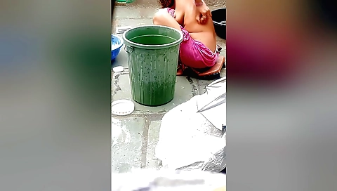 Hot bath stepsister with wet bath tub and a wet pussy