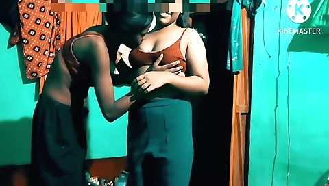 Sexy and hot lesbian video with a sexy brunette and teen