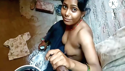 Handjob by a brunette indian girl in bathroom pov video