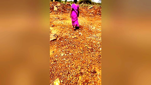 Indian brunette rides a bike outdoors in a great way