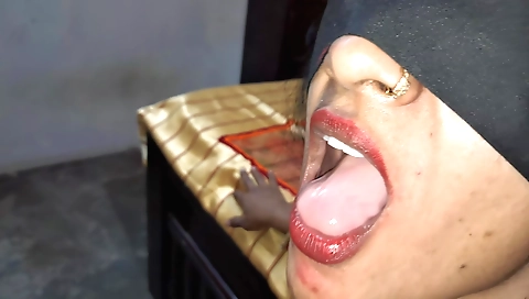 Sexy brunette takes dick in her mouth for a blowjob