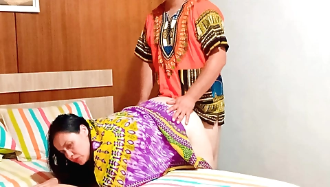 Horny indian brunette fucks herself under the pretext of cleaning