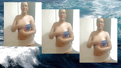 Solo female masturbating in bed with pink lingerie