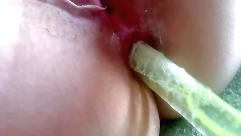 Hairy cunt in a sexy lingerie plays around with an dildo