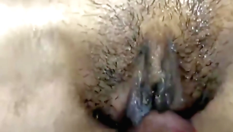 Indian girl plays with her hairy pussy and pussy lips