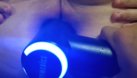 Busty babe bangs her friend's big asshole with a machine gun