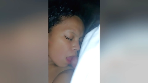 Indian brunette teen sucks his big black black cock