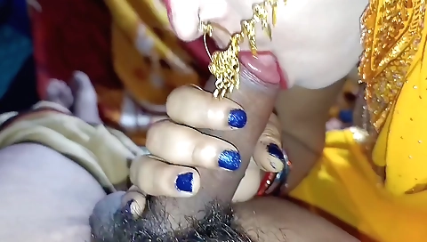 Perv Indian wife pissing and sucking her hubby's dick