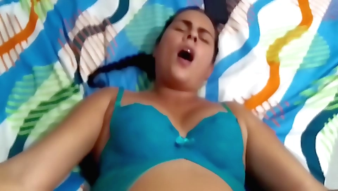 Brunette in red dress gets it penetrated with a stick