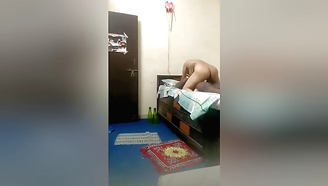 Indian brunette riding lover's dick on webcam video