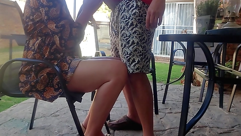 naked woman is in asexy lingerie dress sucking and getting fucked