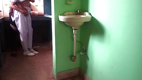 School dress with a long black hair has a long hair in its pussy