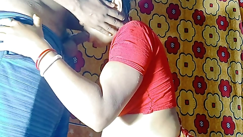 Indian brunette with big natural boobs fucks his wife