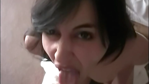 Brunette teen is getting a facial in front of the camera