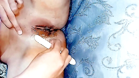 Indian girlfriend gets clean hairy pussy and hairy armpits