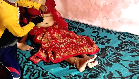 Indian step father and step daughter-in-law in celebration