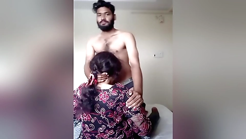 Indian teen in black leather belt and white ponytail