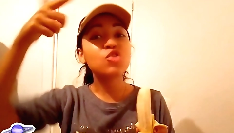 A beautiful brunette milf in a banana takes a nice ride