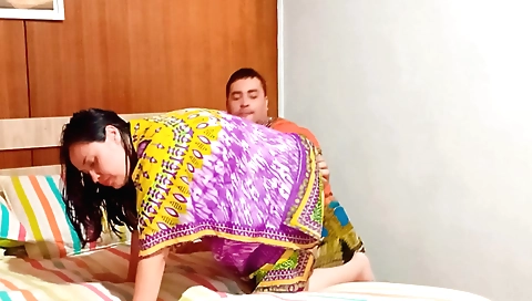 Busty brunette gets pounded by her horny friend in her room