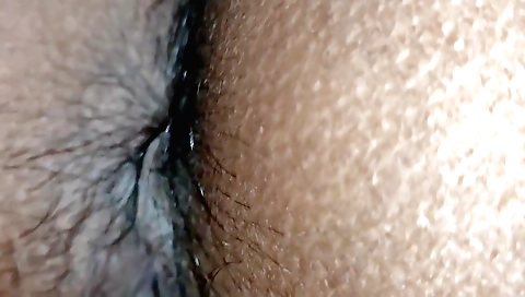 Indian naked girl with a hairy pussy rides her own dildo