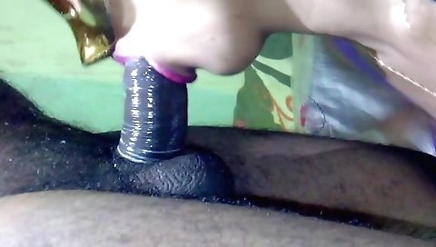 Horny indian girl with a sexy body taking a facial