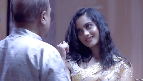 Horny brunette milf and young man on a interracial film