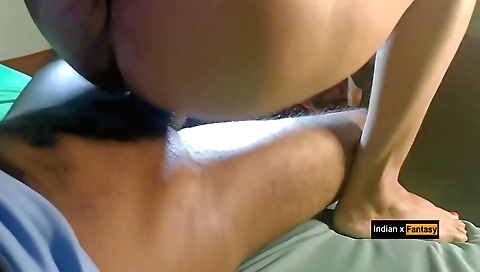 Indian girl rides her boyfriend's cock for a couple of hours