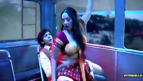 Indian chick with big tits fucks her young lover on the bus 1