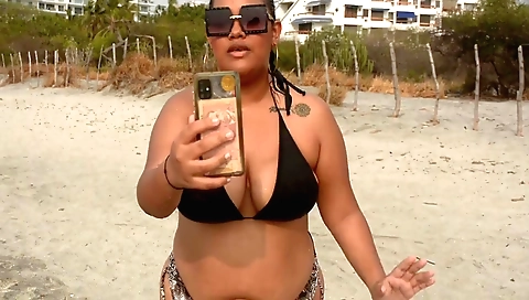 Indian brunette 18+ with big tits and a big ass gets fucked