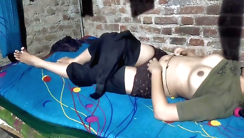 Sexy brunette woman is doing solo video with her husband