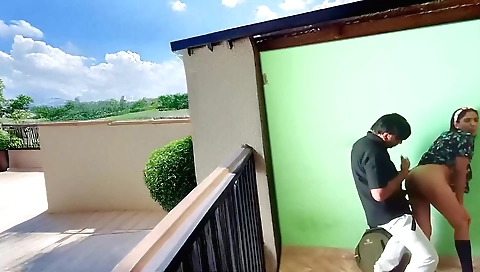 Busty brunette amateur gets fucked in a hot outdoor sex scene