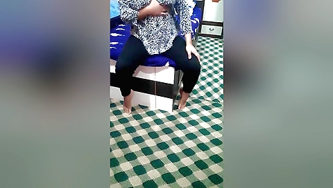 Solo naked girl with big boobs masturbating in the bed