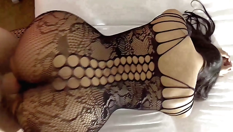 Hairy brunette girl takes a cock and fucks him in the camera