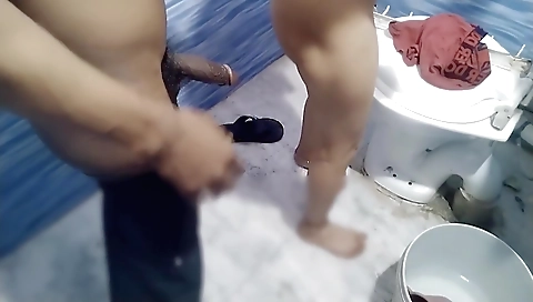 Horny babe in bathroom gets some sex with her lover