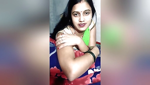 Sexy brunette in a bedroom with a sexy hindi sex partner