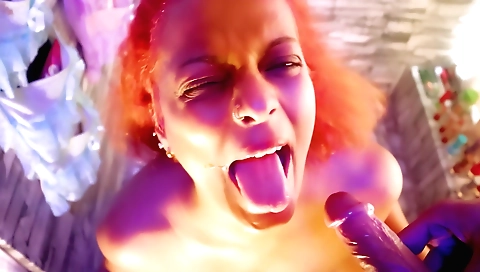 Red haired mom rides big cock of husband in front of the camera