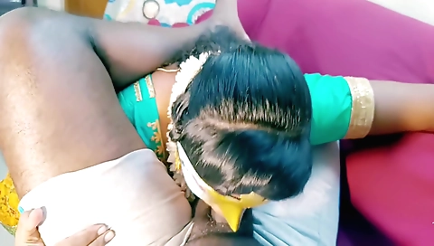 Horny babe takes it in his mouth and hands a hard piece