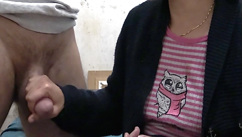 Stepmother gives her stepson a handjob for the first time in her life