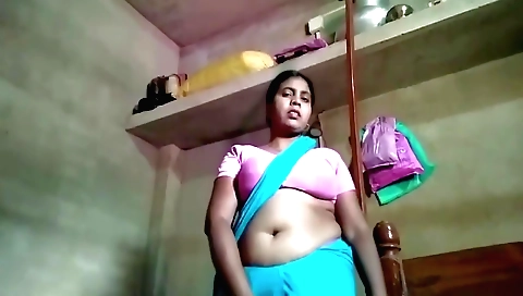 Indian girl gives a solo video of her in the village