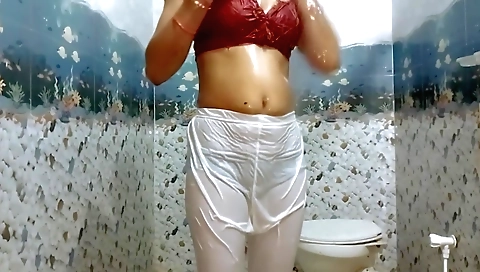 Indian stepmom in her white panties shows off her body