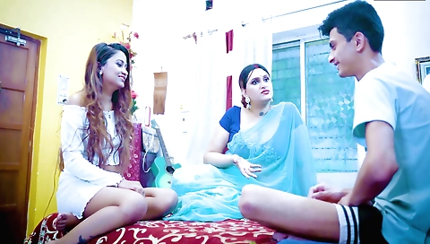 Indian teen stepmom teaching her stepson her stepdaughter