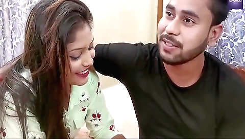 Indian girl with natural boobs sucking her boyfriend's cock