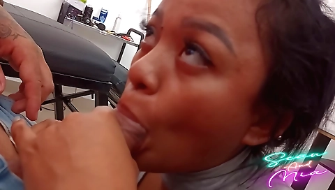 My hot brunette stepsister makes a mess of my face