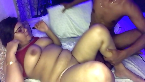 Indian babe with big ass and big tits riding a big dick