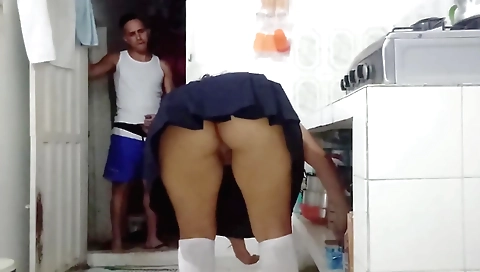 Indian slut in a tight white panties fills her asshole