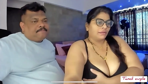 Amateur busty brunette gives a blowjob in front of the camera