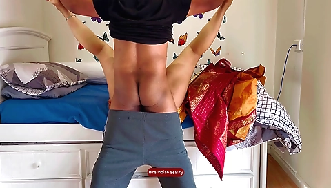 Busty indian milf in a silk saree is being fucked hard