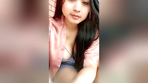 Indian naked girl in white shorts masturbates and toys