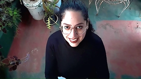 Hot brunette pussy fucked in the rooftop pov scene